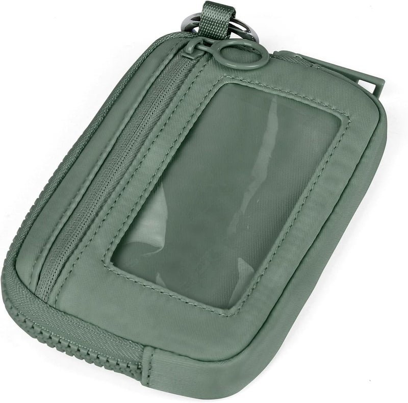 DiDida The Iris Wallet Zip Card Case with ID Window Purses for Women Coin Purse with Zipper Mini Portable Keychain Wallet, Olive Green - Image 3